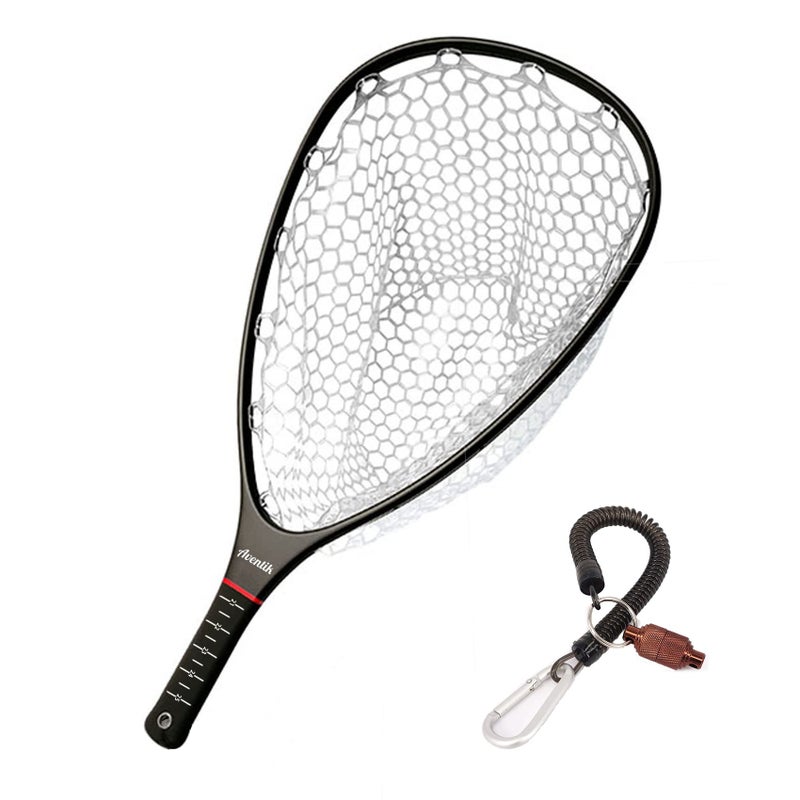 Aventik Fly Floating Fishing Net Carbon Fiber Landing Net Clear Rubber Ghost Net Catch & Release with Magnet Release (Black with Magnet - Image 2